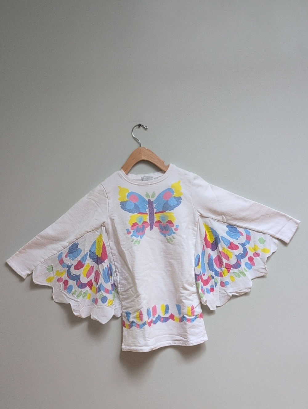 Stella McCartney Kids White Top with Multicolor Butterfly Print